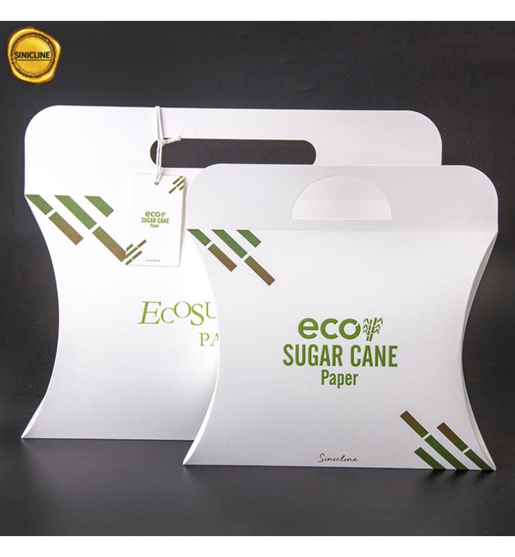 Eco Sugar Cane Paper Pillow Boxes with Handle