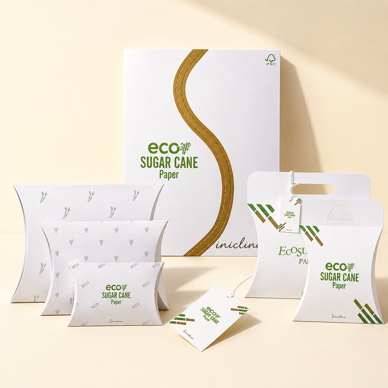 Custom Sugarcane Paper Packaging Set for Sustainable Retail Packaging